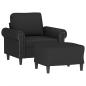 Preview: Sessel mit Hocker Schwarz 60 cm Samt
