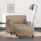 Preview: ARDEBO.de - Sessel mit Hocker Cappuccino-Braun 60 cm Kunstleder