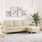 Preview: ARDEBO.de - 3-Sitzer-Sofa mit Hocker Creme 210 cm Stoff
