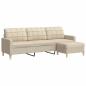 Preview: 3-Sitzer-Sofa mit Hocker Creme 210 cm Stoff
