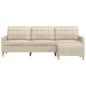 Preview: 3-Sitzer-Sofa mit Hocker Creme 210 cm Stoff