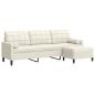 Preview: 3-Sitzer-Sofa mit Hocker Creme 210 cm Samt