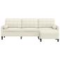 Preview: 3-Sitzer-Sofa mit Hocker Creme 210 cm Samt
