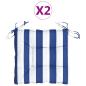 Preview: Stuhlkissen 2 Stk. Blau & Weiß Gestreift 40x40x7 cm Stoff