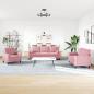 Preview: 4-tlg. Sofagarnitur mit Kissen und Nackenrollen Rosa Samt
