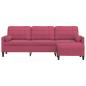Preview: 3-Sitzer-Sofa mit Hocker Weinrot 210 cm Samt