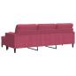Preview: 3-Sitzer-Sofa mit Hocker Weinrot 210 cm Samt