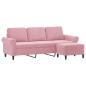 Preview: 3-Sitzer-Sofa mit Hocker Rosa 180 cm Samt