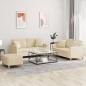 Preview: ARDEBO.de - 3-tlg. Sofagarnitur mit Kissen Creme Stoff