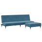 Preview: Schlafsofa 2-Sitzer mit Fußhocker Blau Samt