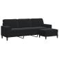 Preview: 3-Sitzer-Sofa mit Hocker Schwarz 210 cm Samt