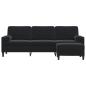 Preview: 3-Sitzer-Sofa mit Hocker Schwarz 210 cm Samt