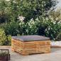 Preview: ARDEBO.de - Gartenhocker mit Dunkelgrauen Kissen Massivholz Teak