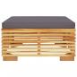 Preview: Gartenhocker mit Dunkelgrauen Kissen Massivholz Teak