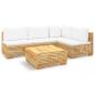 Preview: 5-tlg. Garten-Lounge-Set mit Kissen Massivholz Teak