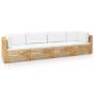 Preview: 4-tlg. Garten-Lounge-Set mit Kissen Massivholz Teak