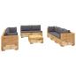 Preview: 9-tlg. Garten-Lounge-Set mit Kissen Massivholz Teak