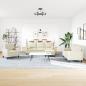 Preview: 4-tlg. Sofagarnitur mit Kissen und Nackenrollen Creme Samt