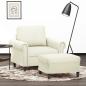 Preview: ARDEBO.de - Sessel mit Hocker Creme 60 cm Samt