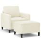 Preview: Sessel mit Hocker Creme 60 cm Samt