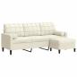 Preview: 3-Sitzer-Sofa mit Hocker Creme 180 cm Samt
