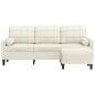 Preview: 3-Sitzer-Sofa mit Hocker Creme 180 cm Samt