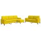 Preview: 3-tlg. Sofagarnitur mit Kissen und Nackenrollen Gelb Samt