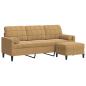 Preview: 3-Sitzer-Sofa mit Hocker Braun 180 cm Samt