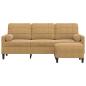 Preview: 3-Sitzer-Sofa mit Hocker Braun 180 cm Samt