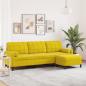 Preview: ARDEBO.de - Sofa 3-Sitzer mit Hocker Gelb 210 cm Samt