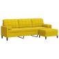 Preview: Sofa 3-Sitzer mit Hocker Gelb 210 cm Samt