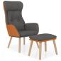 Preview: Relaxsessel mit Hocker Dunkelgrau Kunstleder & Stoff