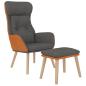 Preview: Relaxsessel mit Hocker Dunkelgrau Kunstleder & Stoff