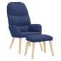 Preview: Relaxsessel mit Hocker Blau Stoff