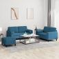 Preview: ARDEBO.de - 3-tlg. Sofagarnitur mit Kissen Blau Samt