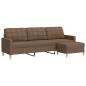 Preview: 3-Sitzer-Sofa mit Hocker Braun 210 cm Stoff