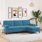 Preview: ARDEBO.de - 3-Sitzer-Sofa mit Hocker Blau 210 cm Samt
