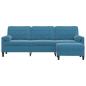 Preview: 3-Sitzer-Sofa mit Hocker Blau 210 cm Samt