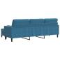 Preview: 3-Sitzer-Sofa mit Hocker Blau 210 cm Samt