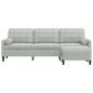 Preview: 3-Sitzer-Sofa mit Hocker Hellgrau 210 cm Samt
