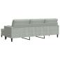Preview: 3-Sitzer-Sofa mit Hocker Hellgrau 210 cm Samt