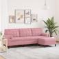 Preview: ARDEBO.de - 3-Sitzer-Sofa mit Hocker Rosa 210 cm Samt