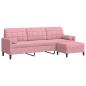 Preview: 3-Sitzer-Sofa mit Hocker Rosa 210 cm Samt