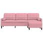 Preview: 3-Sitzer-Sofa mit Hocker Rosa 210 cm Samt