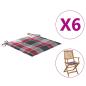 Preview: Gartenstuhl-Kissen 6Stk. Rot Karomuster 40x40x3cm Oxford-Gewebe