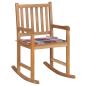 Preview: ARDEBO.de - Schaukelstuhl mit Rotem Karomuster-Kissen Massivholz Teak