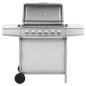 Preview: ARDEBO.de - Gasgrill mit 6 Flammen Edelstahl Silbern