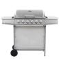 Preview: Gasgrill mit 6 Flammen Edelstahl Silbern