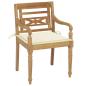 Preview: Batavia-Stühle 2 Stk. mit Creme Kissen Teak Massivholz