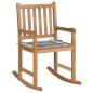 Preview: ARDEBO.de - Schaukelstuhl mit Grauem Karomuster-Kissen Massivholz Teak
